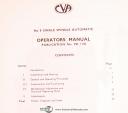 CVA-Kearney & Trecker-CVA Kearney Trecker No. 8, Single Spindle Automatic, Operator's Manual-No. 8-03